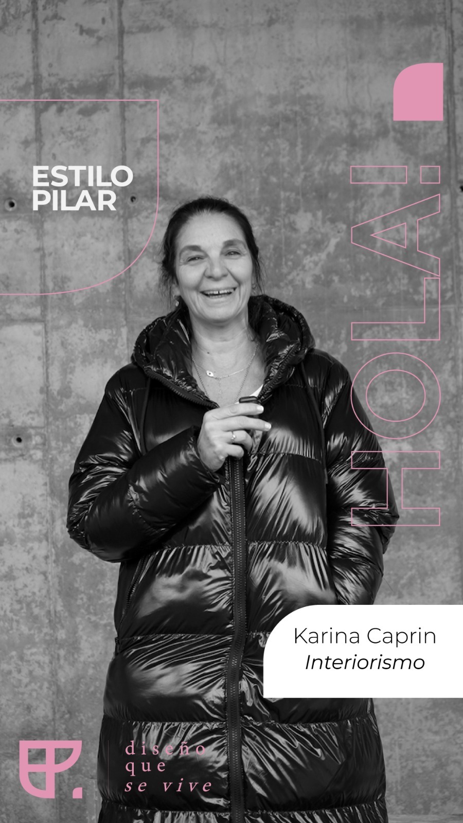 Karina Caprin, interiorismo, en la placa de bienvenida de la edición 21.